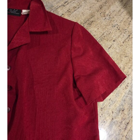 VTG MHM Mellisa Harper Red Dress & Jacket Set Size 10 Petite Side Slits - Picture 6 of 16